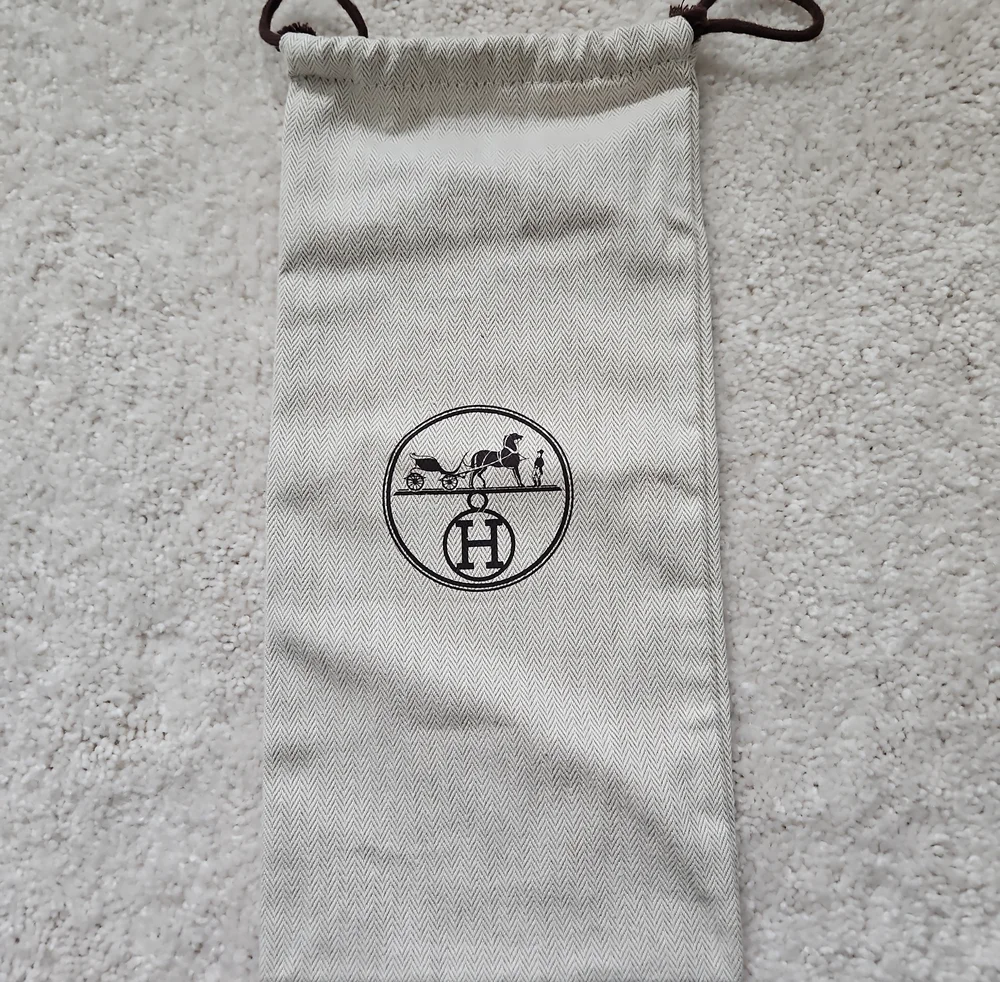 Hermès Drawstring Dust Bag with Carriage Logo - Cream 6.5wx13h